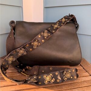 Leather Patricia Nash Bag Floral Embellished Guitar Strap Saddle Bag